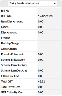 Image shows the billing screen if Cloud POS solution for Retail and how items are populated