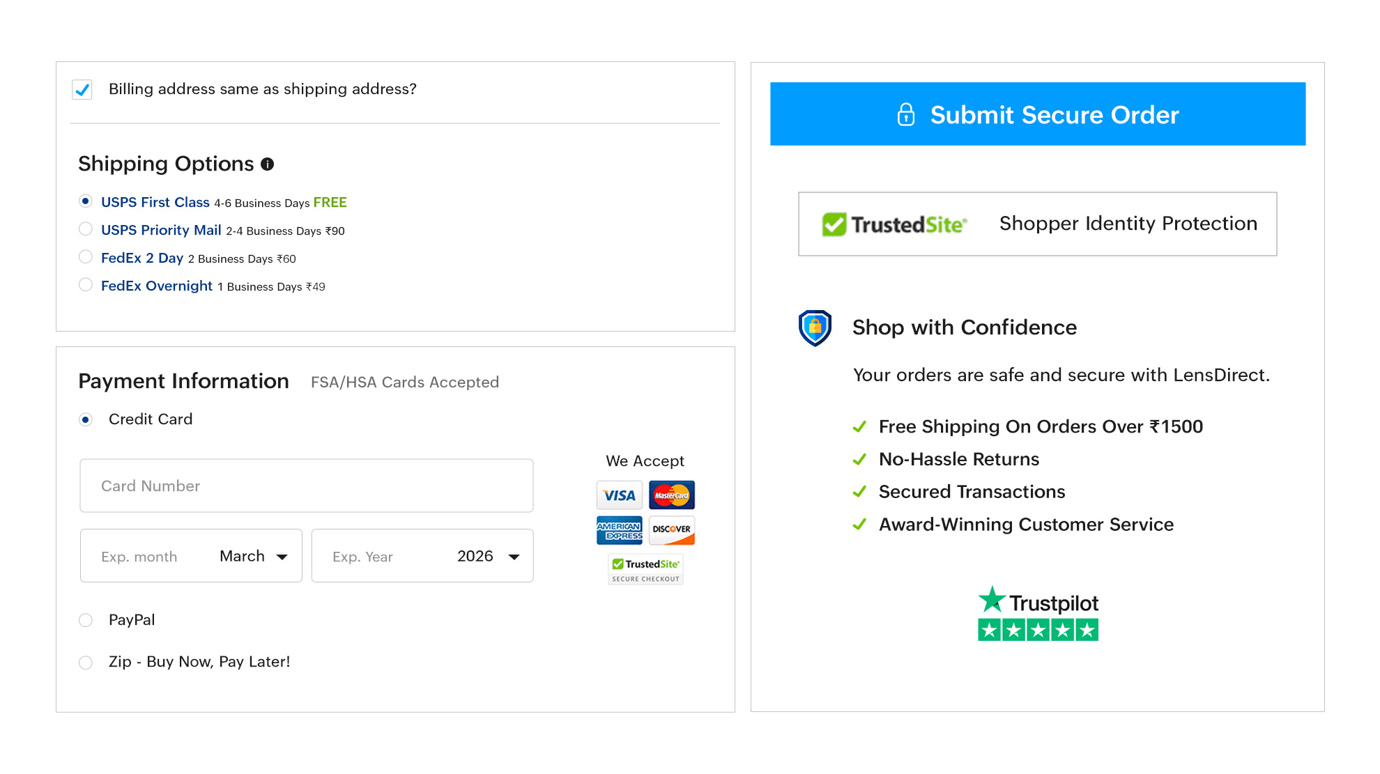 Add security badges to build credibility during checkout process