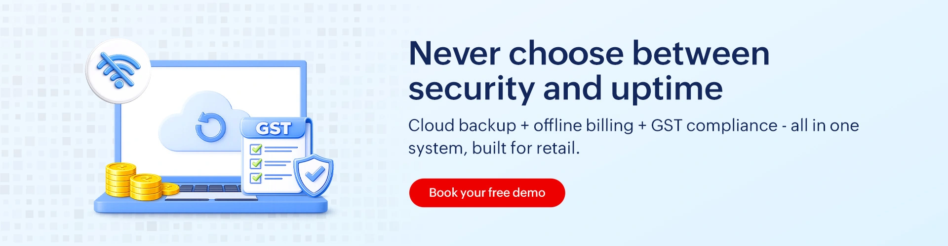 Gofrugal retail billing software—cloud and offline hybrid billing demo CTA banner.