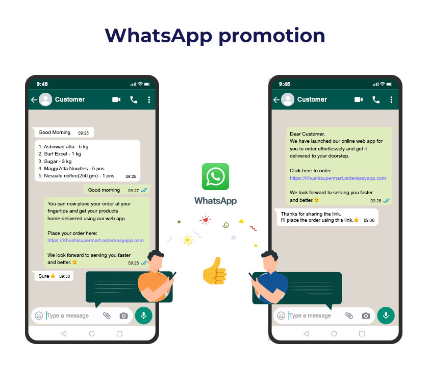 WhatsApp broadcast for online grocery store
