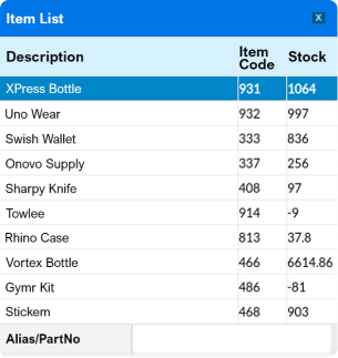 Image shows the screen of Retail Cloud POS solution and how different items are populated in the screen