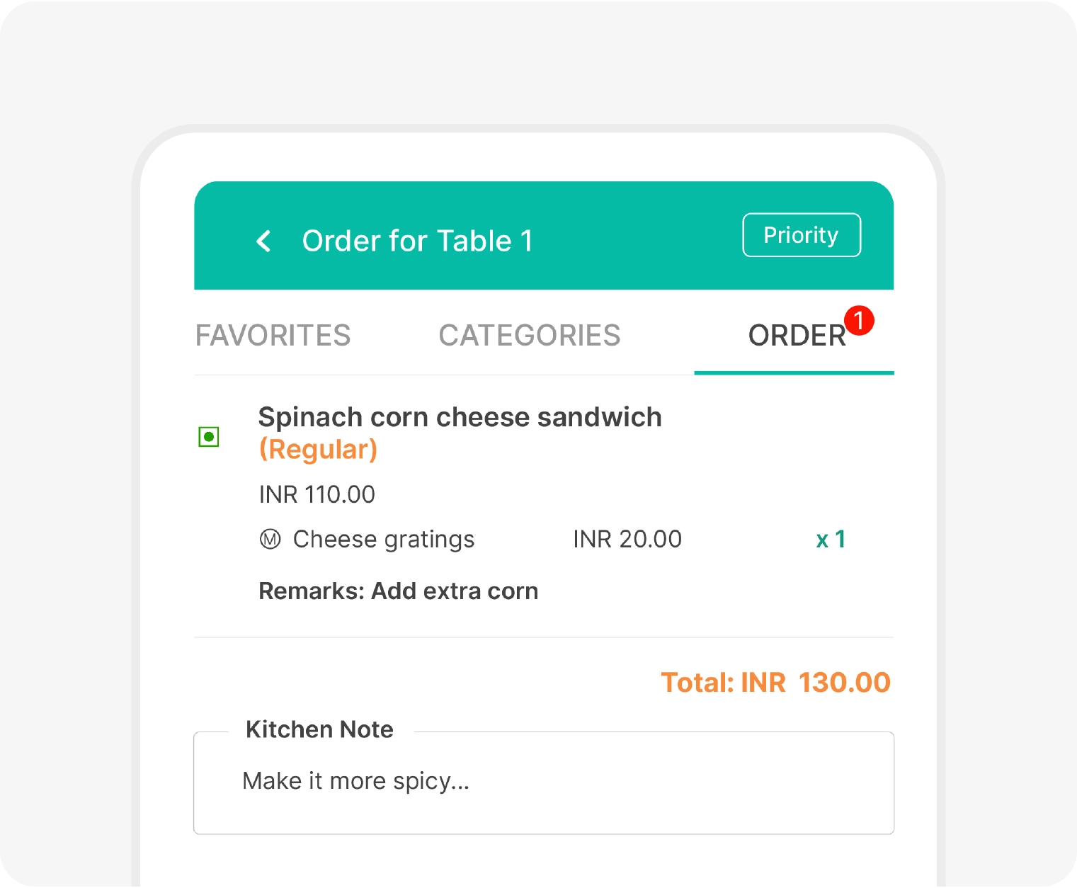 Order customization and special requests with restaurant table management app