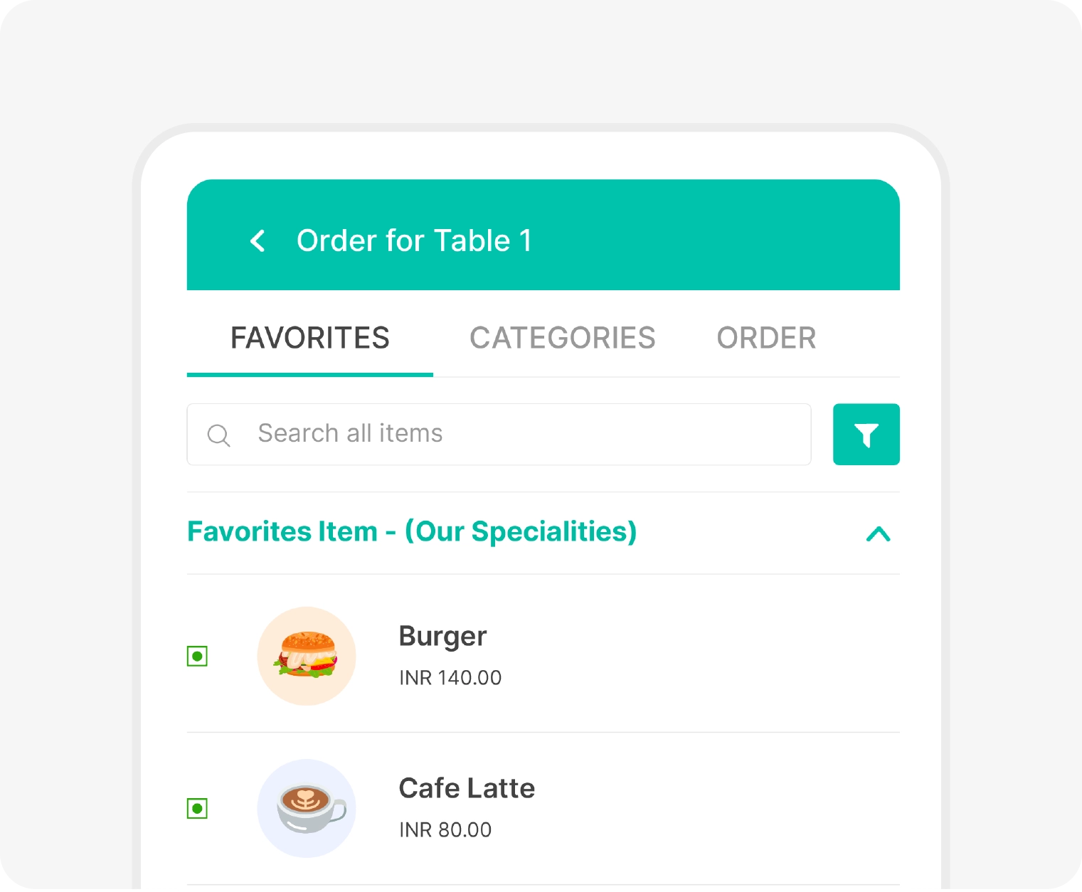 Real time menu sync with restaurant table management app