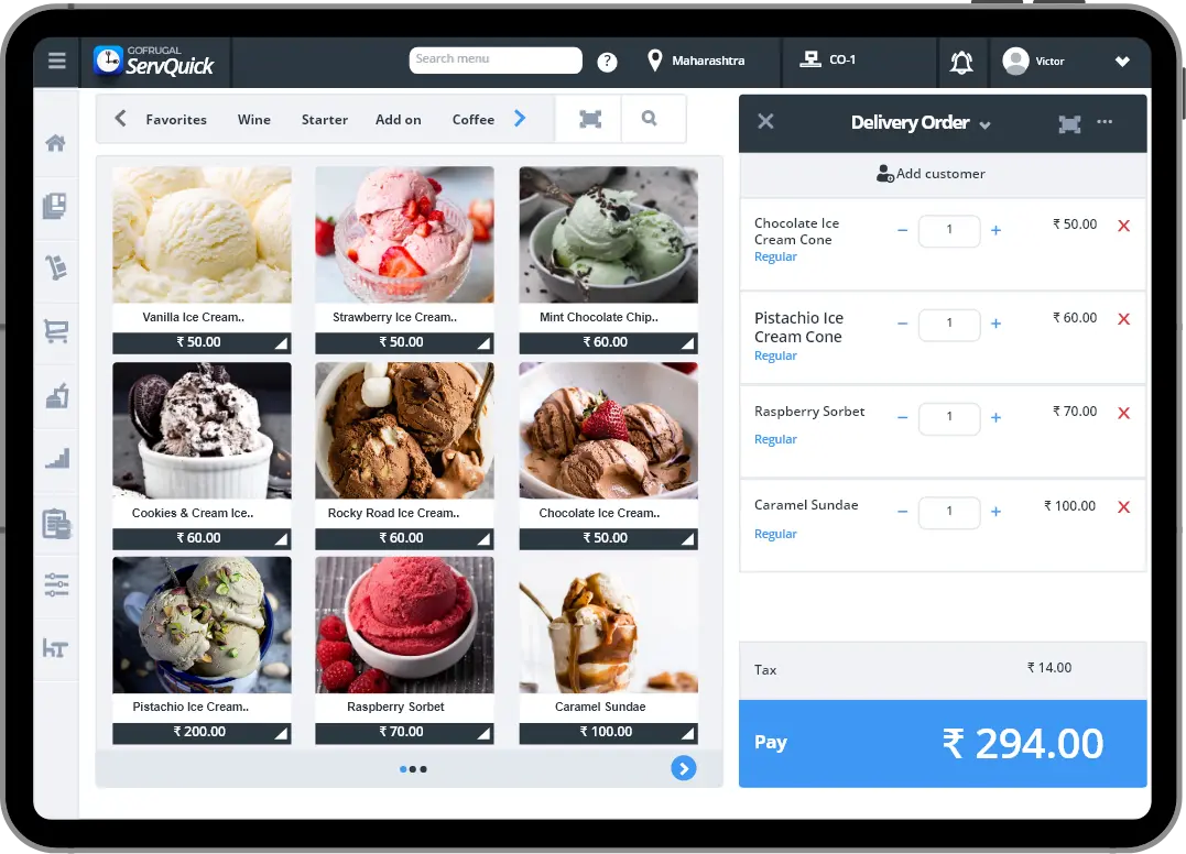 Restaurant on Tablet Screen