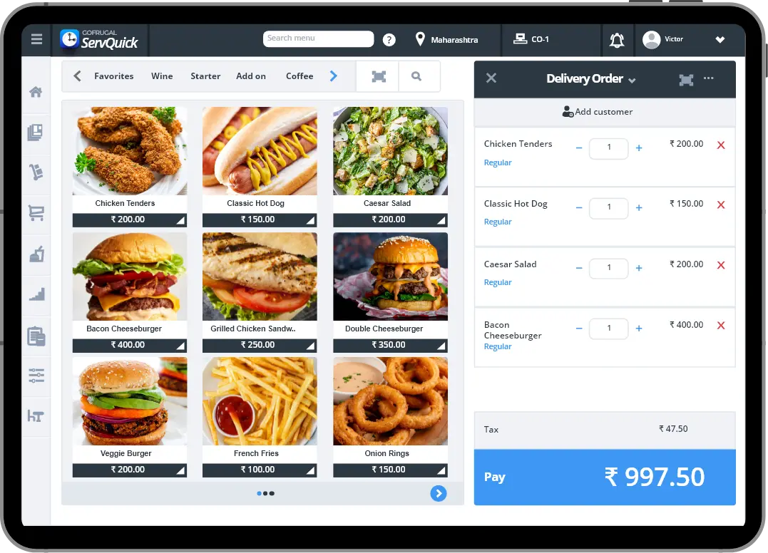 Restaurant on Tablet Screen